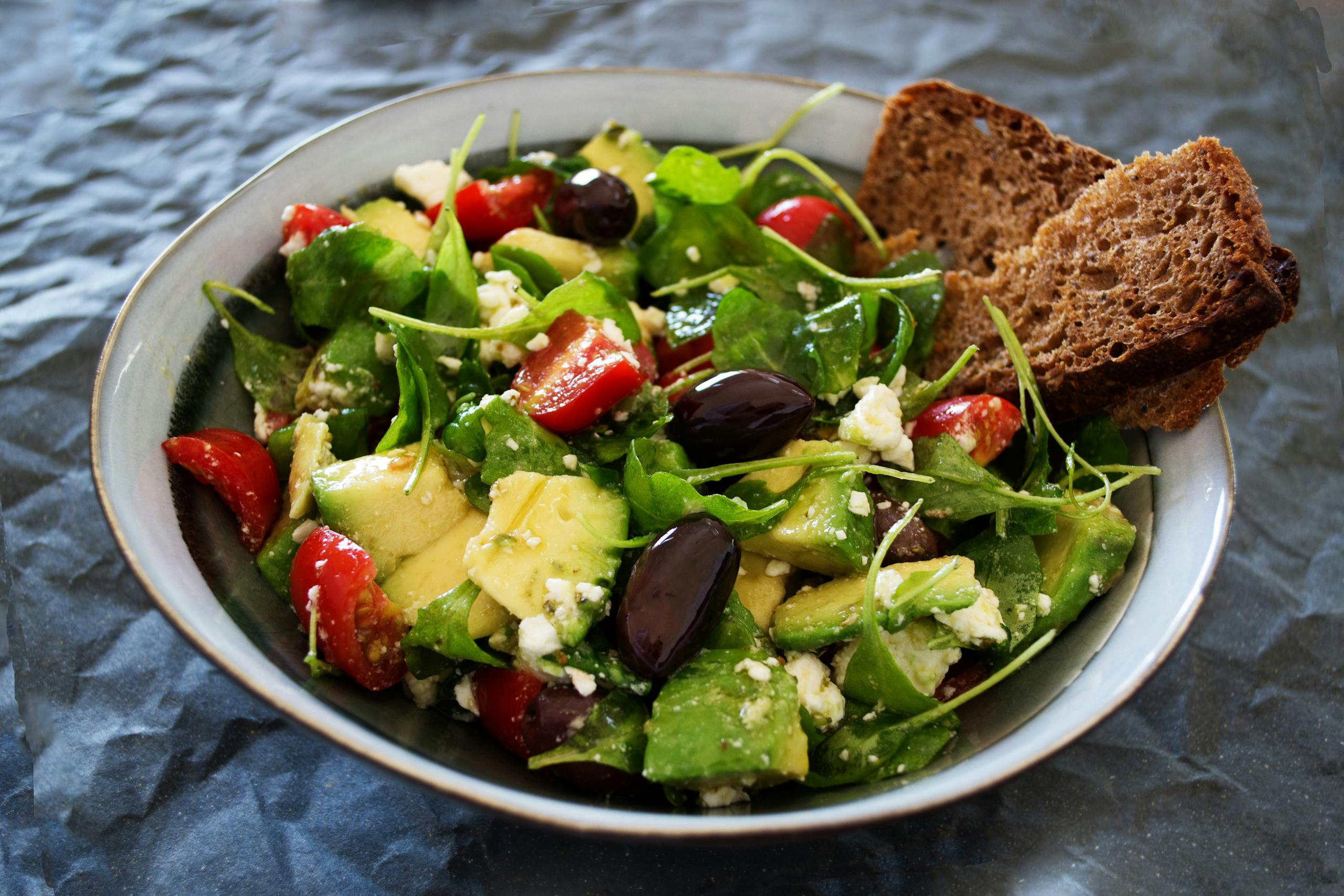 Vegetable Salad With Wheat Bread On The Side